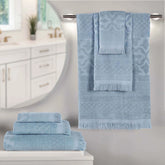 Rolla Cotton Geometric Jacquard Plush Soft Absorbent 6 Piece Towel Set
